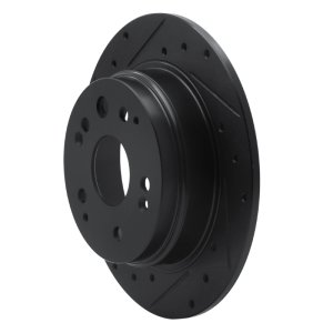 Acura CL Brake Rotor (1) - Rear Left - R1 Concepts - Drilled & Slotted - Black - `01-`03